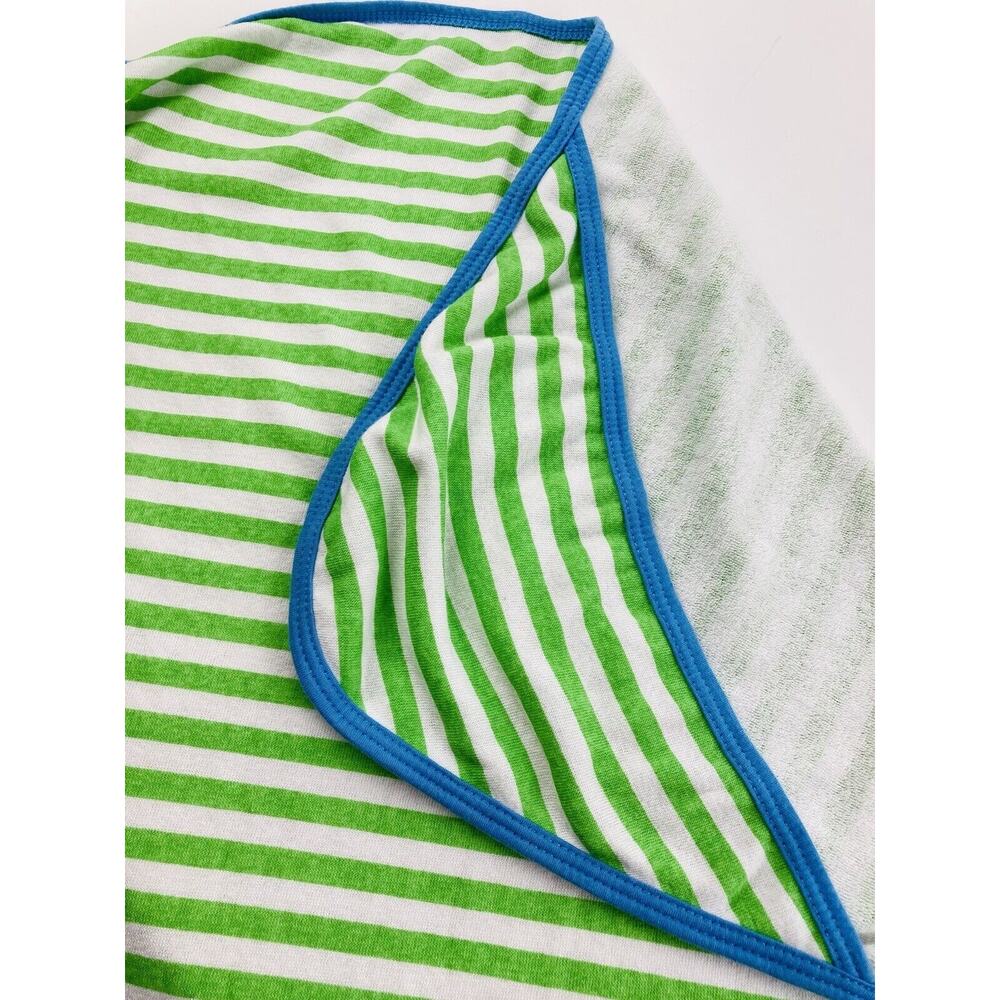 Gerber White Green Stripe Receiving Wrap Baby Blanket Hooded Lovey Blue edge Neo